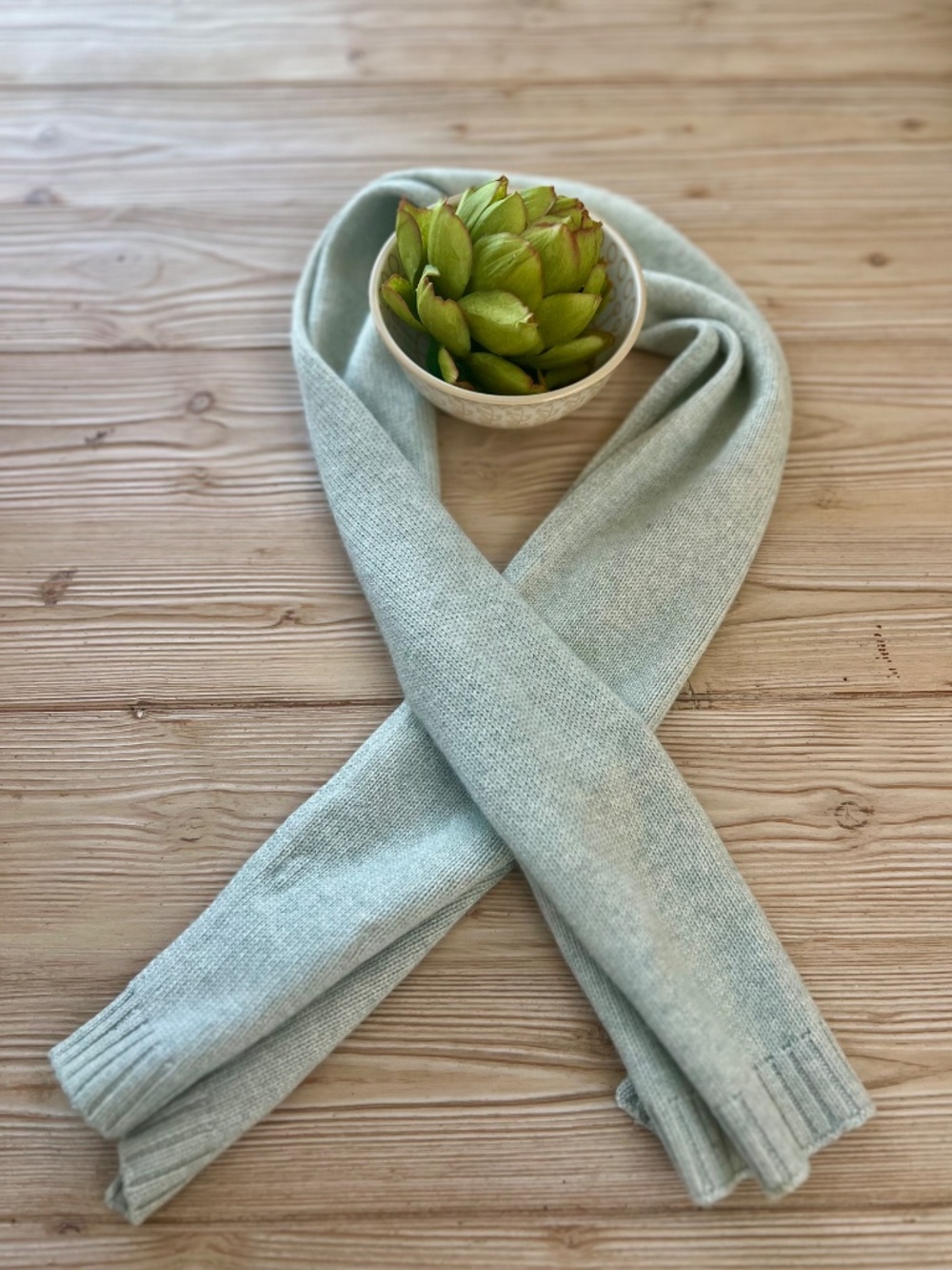 Eric Bompard Cashmere Silk Sage Green Scarf - Picture 7 of 8